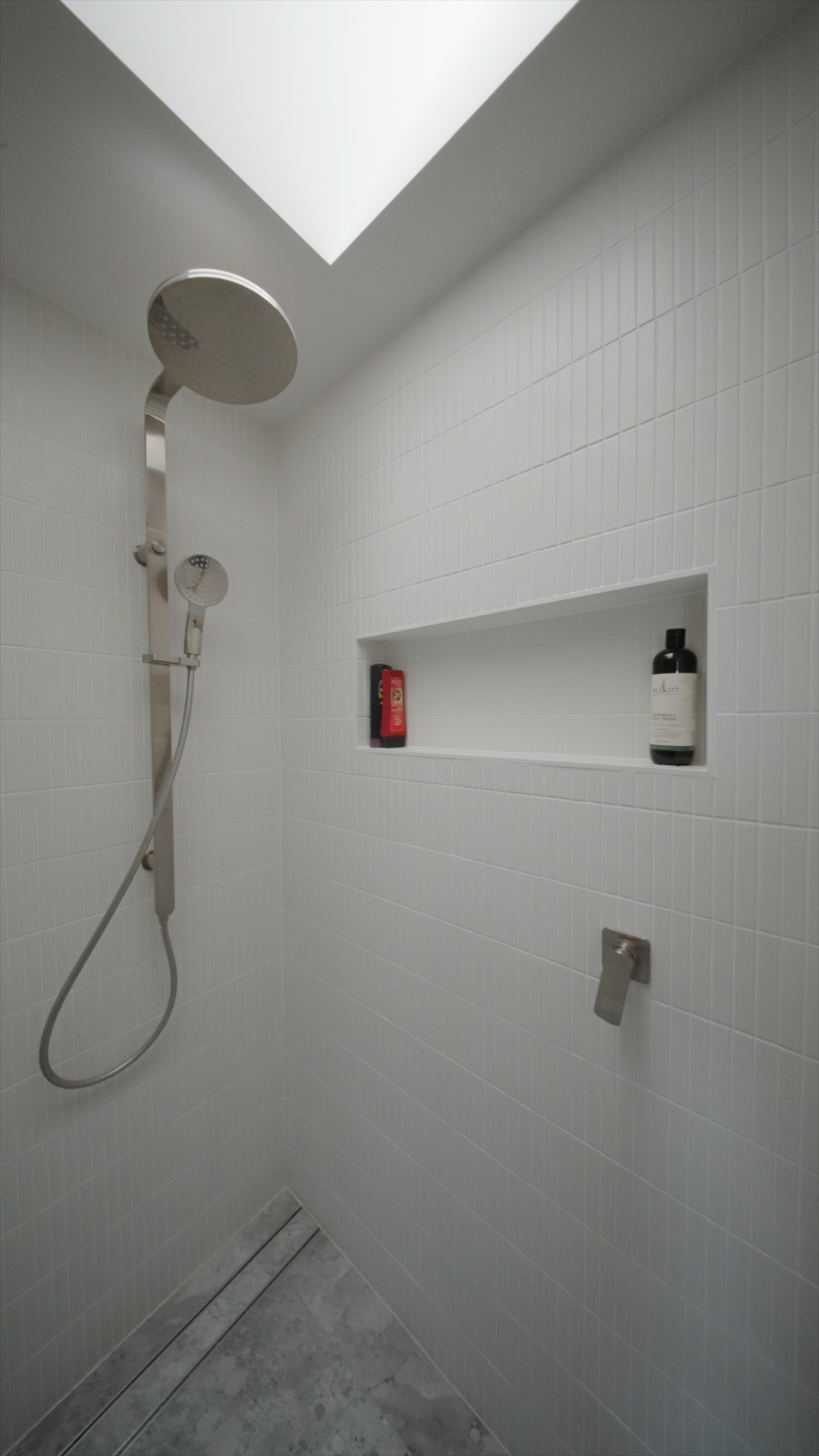 Shower and skylight at the Avoca renovation by Halo Building Projects