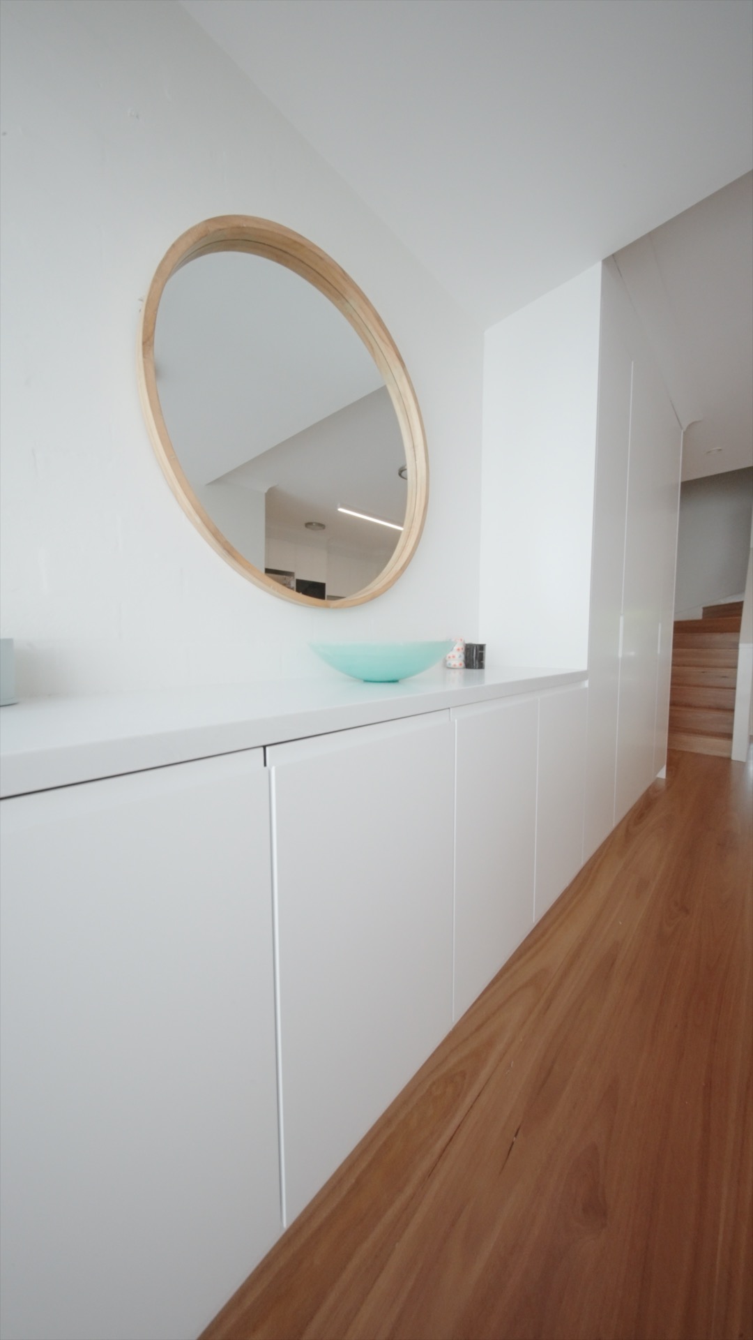 Vanity and feature wall at the Avoca renovation by Halo Building Projects