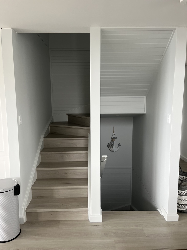 Stairway and internal finishes at the Copacabana renovation by Halo Building Projects