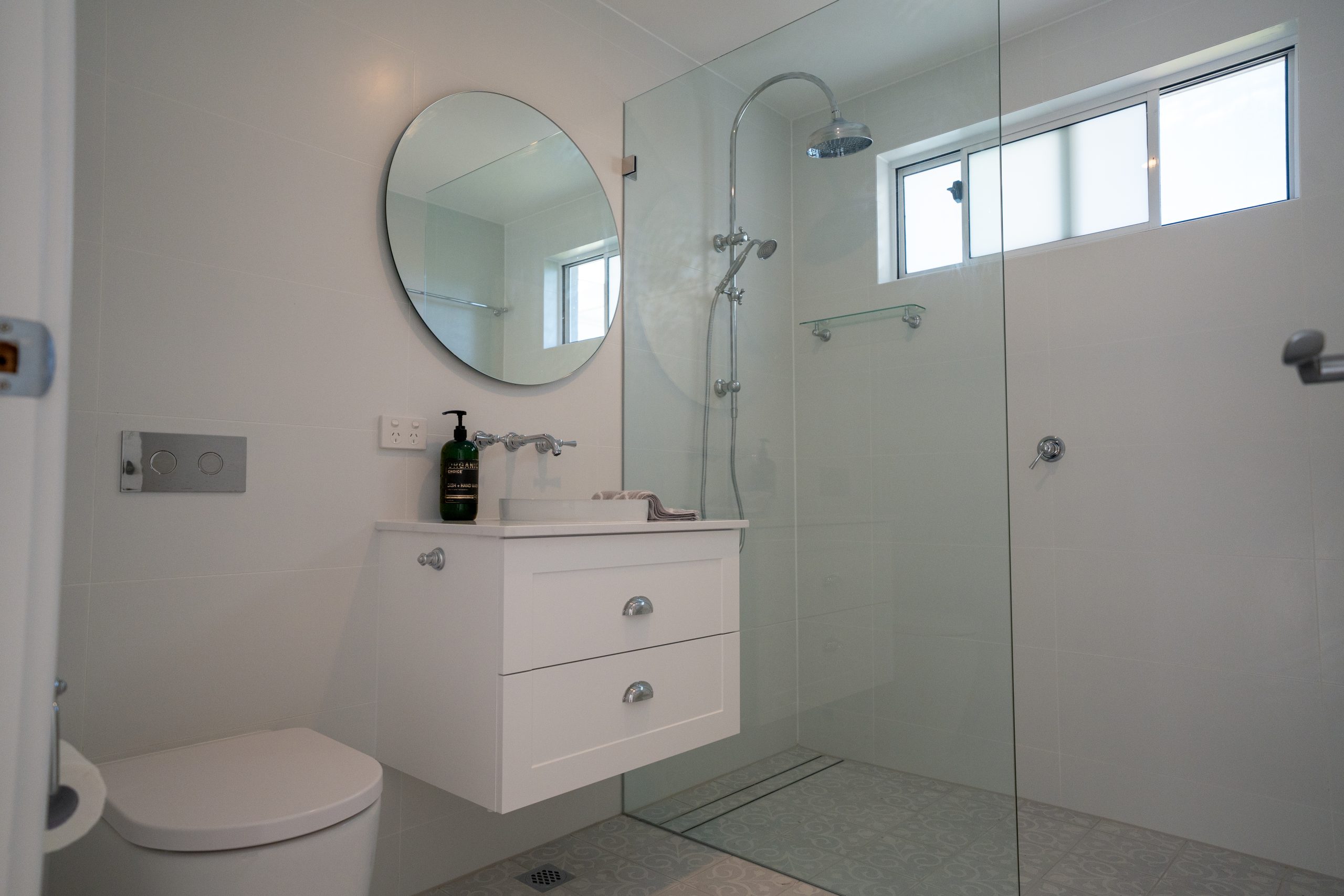 Renovated bathroom at the Davistown renovation by Halo Building Projects